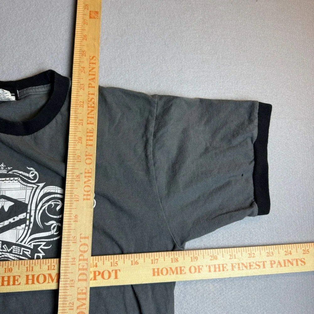 Quiksilver Boys XL Gray Ringer T-Shirt Short Sleeve‎ Crest Logo Surf Tee
